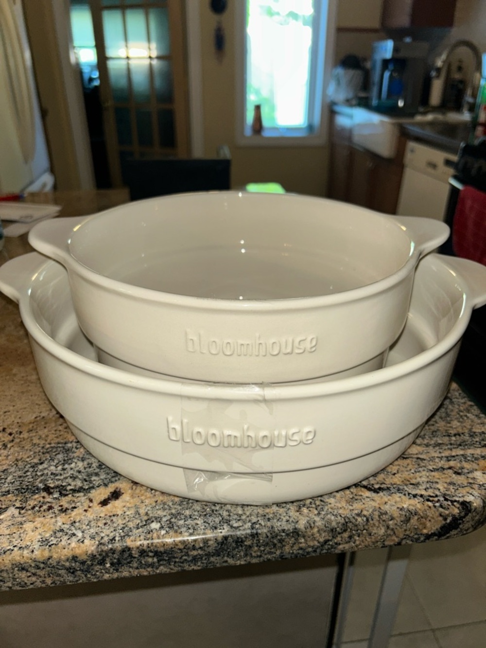 BLOOMHOUSE set of LARGE Cream Ceramic Serving & Dutch oven inserts Set of 2